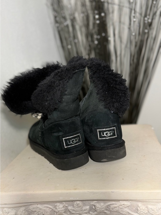 UGG Shoes - UGG Black Short Shearling Ankle Boots with Stud Logo